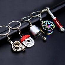 Load image into Gallery viewer, Creative gift car metal keychain turbo gear hub pendant brake disc shock absorber Pendant
