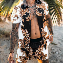 Load image into Gallery viewer, Fashion Hawaiian Print Short Sleeve Shirt Set Men's Beach Coconut Print Shorts Men's Daily Beach Shirt Set Two-piece M-3XL
