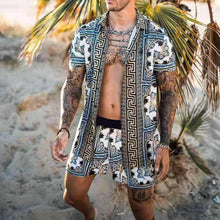 Load image into Gallery viewer, Fashion Hawaiian Print Short Sleeve Shirt Set Men's Beach Coconut Print Shorts Men's Daily Beach Shirt Set Two-piece M-3XL
