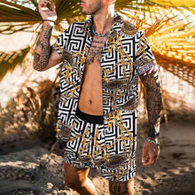 Load image into Gallery viewer, Fashion Hawaiian Print Short Sleeve Shirt Set Men's Beach Coconut Print Shorts Men's Daily Beach Shirt Set Two-piece M-3XL
