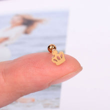 Load image into Gallery viewer, 1Pcs Stainless Steel Mini Stud Earrings Heart Star Moon Cross Butterfly Snake Helix Cartilage Tragus Lobe Ear Piercing Jewelry
