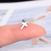 Load image into Gallery viewer, 1Pcs Stainless Steel Mini Stud Earrings Heart Star Moon Cross Butterfly Snake Helix Cartilage Tragus Lobe Ear Piercing Jewelry
