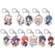 Load image into Gallery viewer, 11 Style Fashion Anime Genshin Impact Zhongli Diluc Venti Paimon Keychain Base Acrylic Stands Keyring Gift For Fans
