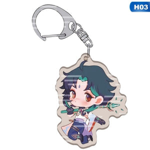 11 Style Fashion Anime Genshin Impact Zhongli Diluc Venti Paimon Keychain Base Acrylic Stands Keyring Gift For Fans