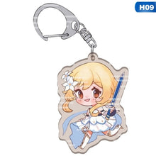 Load image into Gallery viewer, 11 Style Fashion Anime Genshin Impact Zhongli Diluc Venti Paimon Keychain Base Acrylic Stands Keyring Gift For Fans
