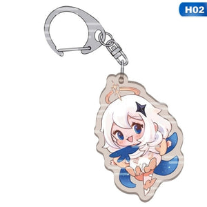 11 Style Fashion Anime Genshin Impact Zhongli Diluc Venti Paimon Keychain Base Acrylic Stands Keyring Gift For Fans