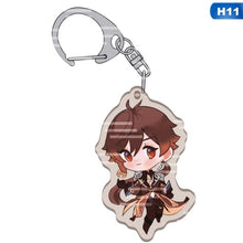 Load image into Gallery viewer, 11 Style Fashion Anime Genshin Impact Zhongli Diluc Venti Paimon Keychain Base Acrylic Stands Keyring Gift For Fans
