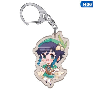 11 Style Fashion Anime Genshin Impact Zhongli Diluc Venti Paimon Keychain Base Acrylic Stands Keyring Gift For Fans