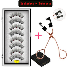 Load image into Gallery viewer, LEKOFO 8PCS 5 Magnets 3D Magnetic False Eyelashes Handmade Artificial Faux Cils Magnetic Natural Mink Eyelashes with Tweezers
