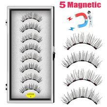 Load image into Gallery viewer, LEKOFO 8PCS 5 Magnets 3D Magnetic False Eyelashes Handmade Artificial Faux Cils Magnetic Natural Mink Eyelashes with Tweezers

