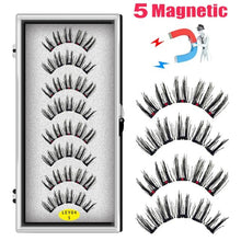 Load image into Gallery viewer, LEKOFO 8PCS 5 Magnets 3D Magnetic False Eyelashes Handmade Artificial Faux Cils Magnetic Natural Mink Eyelashes with Tweezers
