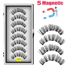 Load image into Gallery viewer, LEKOFO 8PCS 5 Magnets 3D Magnetic False Eyelashes Handmade Artificial Faux Cils Magnetic Natural Mink Eyelashes with Tweezers
