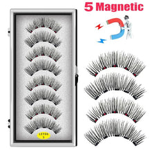 Load image into Gallery viewer, LEKOFO 8PCS 5 Magnets 3D Magnetic False Eyelashes Handmade Artificial Faux Cils Magnetic Natural Mink Eyelashes with Tweezers
