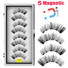 Load image into Gallery viewer, LEKOFO 8PCS 5 Magnets 3D Magnetic False Eyelashes Handmade Artificial Faux Cils Magnetic Natural Mink Eyelashes with Tweezers
