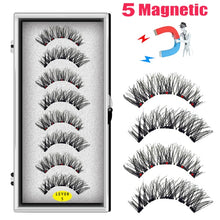 Load image into Gallery viewer, LEKOFO 8PCS 5 Magnets 3D Magnetic False Eyelashes Handmade Artificial Faux Cils Magnetic Natural Mink Eyelashes with Tweezers
