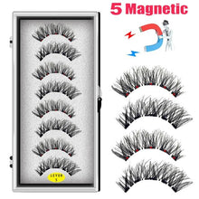 Load image into Gallery viewer, LEKOFO 8PCS 5 Magnets 3D Magnetic False Eyelashes Handmade Artificial Faux Cils Magnetic Natural Mink Eyelashes with Tweezers
