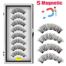 Load image into Gallery viewer, LEKOFO 8PCS 5 Magnets 3D Magnetic False Eyelashes Handmade Artificial Faux Cils Magnetic Natural Mink Eyelashes with Tweezers
