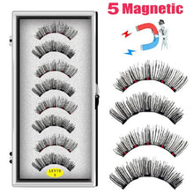 Load image into Gallery viewer, LEKOFO 8PCS 5 Magnets 3D Magnetic False Eyelashes Handmade Artificial Faux Cils Magnetic Natural Mink Eyelashes with Tweezers

