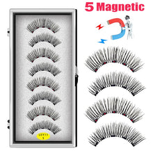 Load image into Gallery viewer, LEKOFO 8PCS 5 Magnets 3D Magnetic False Eyelashes Handmade Artificial Faux Cils Magnetic Natural Mink Eyelashes with Tweezers

