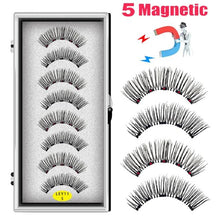 Load image into Gallery viewer, LEKOFO 8PCS 5 Magnets 3D Magnetic False Eyelashes Handmade Artificial Faux Cils Magnetic Natural Mink Eyelashes with Tweezers
