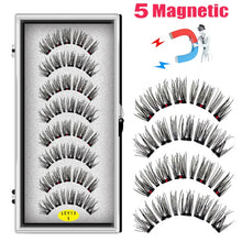 Load image into Gallery viewer, LEKOFO 8PCS 5 Magnets 3D Magnetic False Eyelashes Handmade Artificial Faux Cils Magnetic Natural Mink Eyelashes with Tweezers
