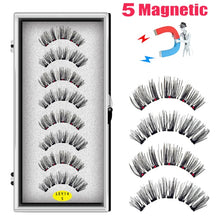 Load image into Gallery viewer, LEKOFO 8PCS 5 Magnets 3D Magnetic False Eyelashes Handmade Artificial Faux Cils Magnetic Natural Mink Eyelashes with Tweezers
