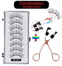 Load image into Gallery viewer, 8 pcs/2 pairs magnetic eyelashes with 5 magnets, reusable handmade 3D mink false eyelashes natural with magnetic tweezers
