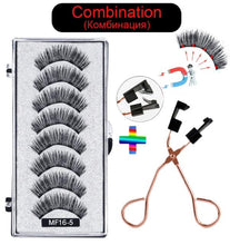 Load image into Gallery viewer, 8 pcs/2 pairs magnetic eyelashes with 5 magnets, reusable handmade 3D mink false eyelashes natural with magnetic tweezers
