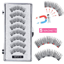 Load image into Gallery viewer, 8 pcs/2 pairs magnetic eyelashes with 5 magnets, reusable handmade 3D mink false eyelashes natural with magnetic tweezers
