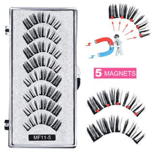Load image into Gallery viewer, 8 pcs/2 pairs magnetic eyelashes with 5 magnets, reusable handmade 3D mink false eyelashes natural with magnetic tweezers

