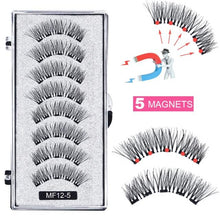 Load image into Gallery viewer, 8 pcs/2 pairs magnetic eyelashes with 5 magnets, reusable handmade 3D mink false eyelashes natural with magnetic tweezers
