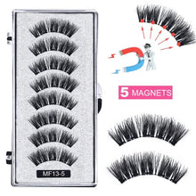 Load image into Gallery viewer, 8 pcs/2 pairs magnetic eyelashes with 5 magnets, reusable handmade 3D mink false eyelashes natural with magnetic tweezers
