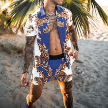 Load image into Gallery viewer, Fashion Hawaiian Print Short Sleeve Shirt Set Men's Beach Coconut Print Shorts Men's Daily Beach Shirt Set Two-piece M-3XL
