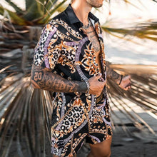 Load image into Gallery viewer, Fashion Hawaiian Print Short Sleeve Shirt Set Men's Beach Coconut Print Shorts Men's Daily Beach Shirt Set Two-piece M-3XL
