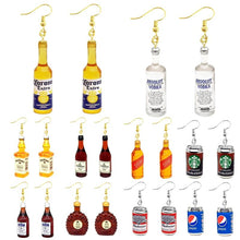 Load image into Gallery viewer, Earring For Women Resin Drop Custom Made Handmade Cute Girls Gift Eardrop Coffee Drink Funny Liquor Spirits Bottle Cans
