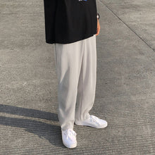 Load image into Gallery viewer, Pleated Straight Pants Men's Fashion Elastic Waist Casual Pants Men Streetwear Loose Ice Silk Trousers Mens Wide Leg Pants S-2XL
