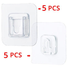 Load image into Gallery viewer, 5 Pairs Double-Sided Adhesive Wall Hooks Hanger Strong Transparent Hooks Suction Cup Sucker Wall Storage Holder For Kitchen
