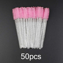 Load image into Gallery viewer, Disposable Eyelash Brush 25/50 Pcs Crystal Eye Brush Diamond Handle Mini Mascara Wands Brush Eyelash Extension Makeup Brush Set
