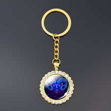 Load image into Gallery viewer, 12 Constellation Keychain Fashion Double Side Cabochon Glass Ball Keychain Zodiac Signs Jewelry For Men For Women Birthday Gift
