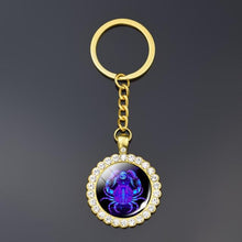 Load image into Gallery viewer, 12 Constellation Keychain Fashion Double Side Cabochon Glass Ball Keychain Zodiac Signs Jewelry For Men For Women Birthday Gift
