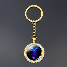 Load image into Gallery viewer, 12 Constellation Keychain Fashion Double Side Cabochon Glass Ball Keychain Zodiac Signs Jewelry For Men For Women Birthday Gift
