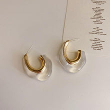 Load image into Gallery viewer, Flashbuy New Trendy Transparent Resin Hoop Earrings for Women Girls Geometric Irregular Metal Acrylic Earrings Party Jewelry
