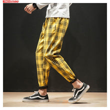 Load image into Gallery viewer, Dropshipping Japanese Streerwear Men Plaid Pants 2020 Autumn Fashion Slim Man Casual Trousers Korean Male Harem Pants
