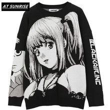 Load image into Gallery viewer, Mens Hip Hop Streetwear Harajuku Sweater Vintage Retro Japanese Style Anime Girl Knitted Sweater 2020 Autumn Cotton Pullover
