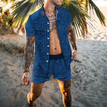 Load image into Gallery viewer, Fashion Hawaiian Print Short Sleeve Shirt Set Men's Beach Coconut Print Shorts Men's Daily Beach Shirt Set Two-piece M-3XL
