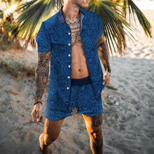 Load image into Gallery viewer, Fashion Hawaiian Print Short Sleeve Shirt Set Men's Beach Coconut Print Shorts Men's Daily Beach Shirt Set Two-piece M-3XL
