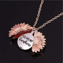 Load image into Gallery viewer, You Are My Sunshine Flower Necklace For Women Open  Locket Sunflower Pendant Necklace
