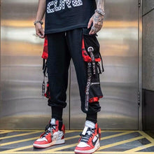 Load image into Gallery viewer, Joggers Cargo Pants for Men Casual Hip Hop Hit Color Pocket Male Trousers Sweatpants Streetwear Ribbons Techwear Pants
