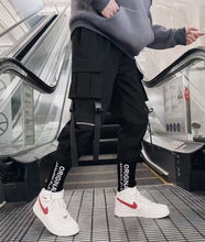 Load image into Gallery viewer, Joggers Cargo Pants for Men Casual Hip Hop Hit Color Pocket Male Trousers Sweatpants Streetwear Ribbons Techwear Pants
