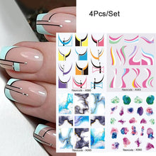 Load image into Gallery viewer, 4Pcs/Set Flower Leaves Water Decasl Stickers Floral Geometric Lines Transfer Water Sliders For Nails Manicures Decoration
